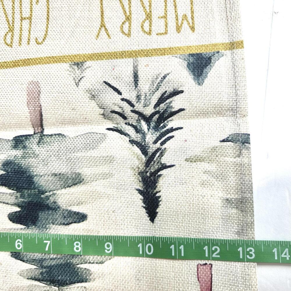 Merry Christmas Table Runner - Trees Themed Green/White - 73 in x 13.25in - Picture 6 of 6